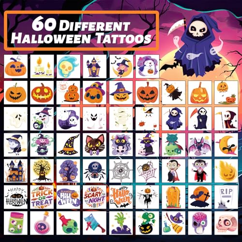 Winthrop 240 Pcs Halloween Temporary Tattoos for Kids - Trick or Treat