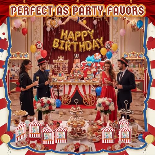 Carnival Party Favor Bags with Circus Tent Cards - 48 Pack