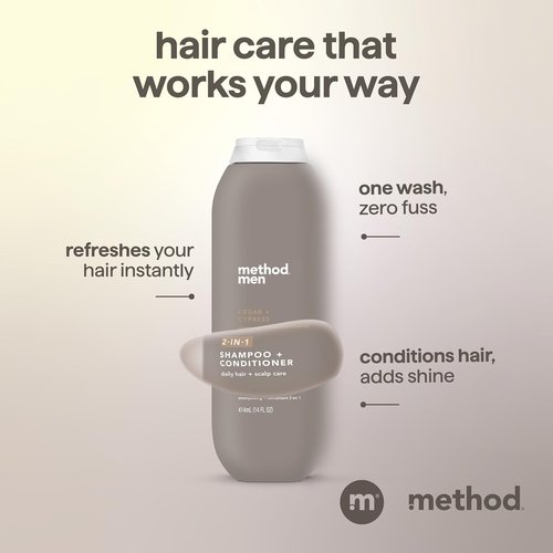 Method Men 2-in-1 Shampoo and Conditioner - Cedar + Cypress with Argan & Jojoba Oil - 14 oz