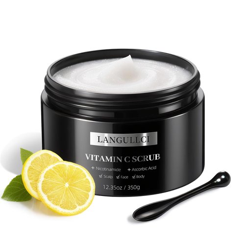 Face, Body & Scalp Scrub, 3-in-1 Gentle Microdermabrasion Exfoliating Scrub with Niacinamide & Vitamin C, Deep Cleansing, Oil Control, Dead Skin Removal, Pore-Refining for Smooth Radiant Skin, 12.3 oz