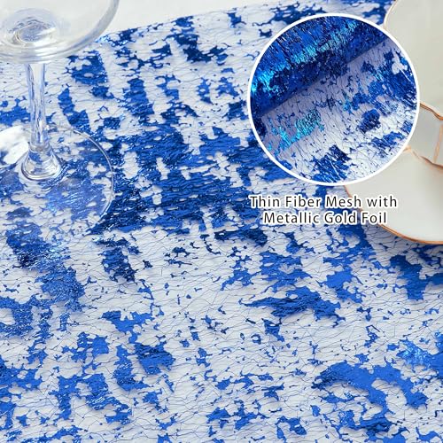 Royal Blue Table Runner 2 Pieces 11x108 Inches Glitter Gold Mesh Polyester