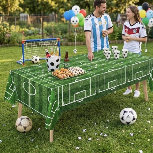 Soccer Tablecloths 3-Pack Waterproof Plastic Football Field Party Decorations