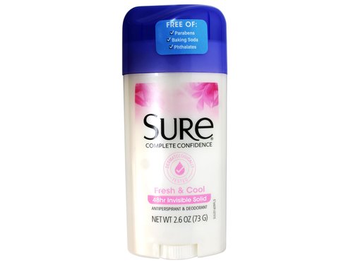 Sure Antiperspirant Deodorant, Solid, Fresh and Cool, 2.6 oz, (6 Pack)