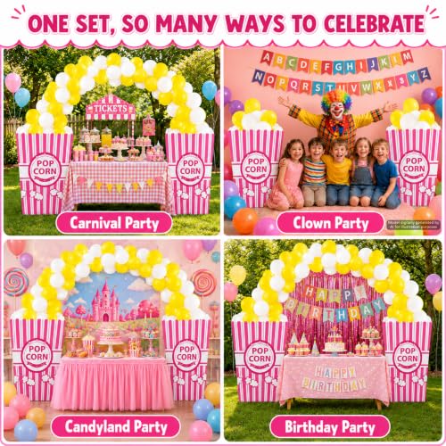 Pink Popcorn Balloon & Prop Set with Giant Popcorn Boxes - 200 Balloons (Pink / 204)