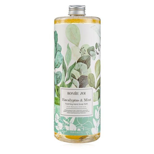 ROMIIE ZOI Foaming Hand Soap Refill, Eucalyptus & Mint, Gentle & Moisturizing Formula, 1 L/ 33.8 FL OZ
