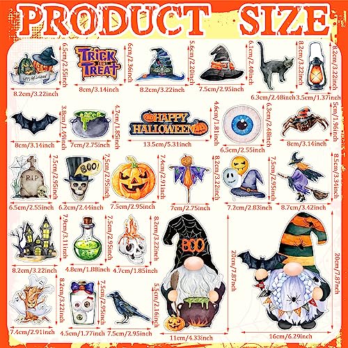 Halloween Fridge Magnets Set - 25 Waterproof Gnome Witch Ghost Car Decorations