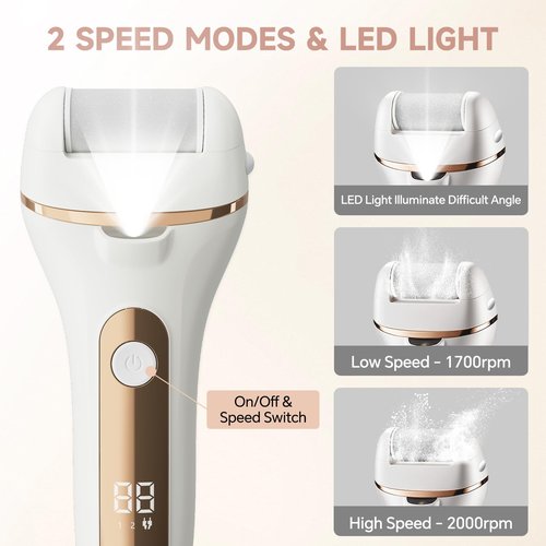Electric Foot Callus Remover Rechargeable, Portable Electronic Foot File Pedicure Tools, Waterproof Electric Callus Remover Foot Scrubber, Professional Pedicure Foot Care Kit for Dead Cracked Dry Skin