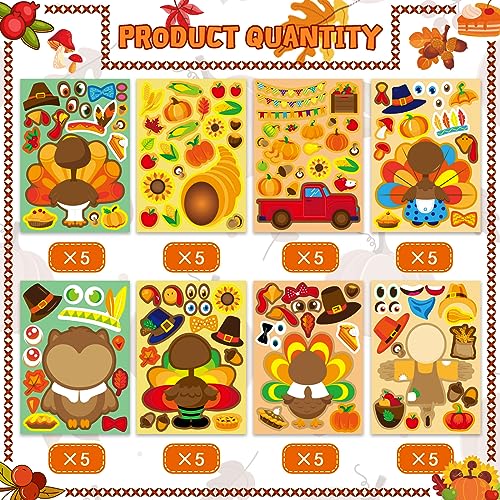 Thanksgiving Stickers for Kids Make a Turkey Face Set - Autumn Fall Party Supplies