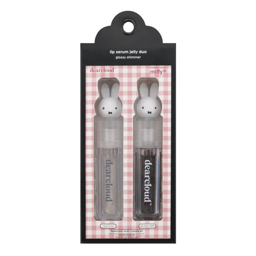 dearcloud Miffy Lip Serum Jelly Duo - Hydrating Lip Gloss for Women with Hyaluronic Acid, Rosehip & Jojoba Seed Oils- Korean Skin Care pH Color Changing Lip Gloss Set