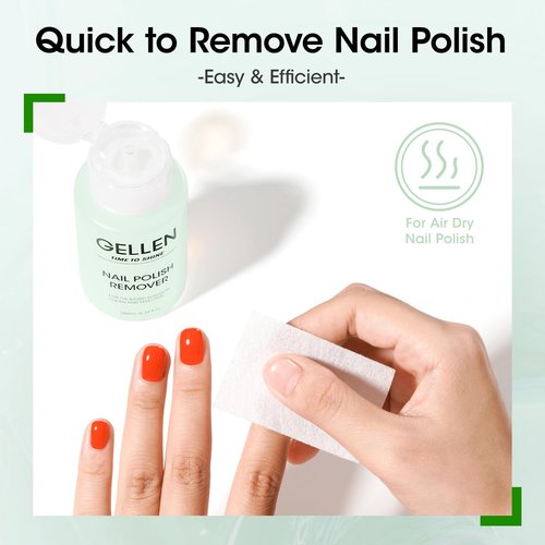 Gellen Nail Polish Remover, Non Acetone Nail Polish Removal for Regular Nail Polishes, Jasmine Scent Healthy Nail Polish Remover with Easy Push-down Pump, 6.09 Fl Oz