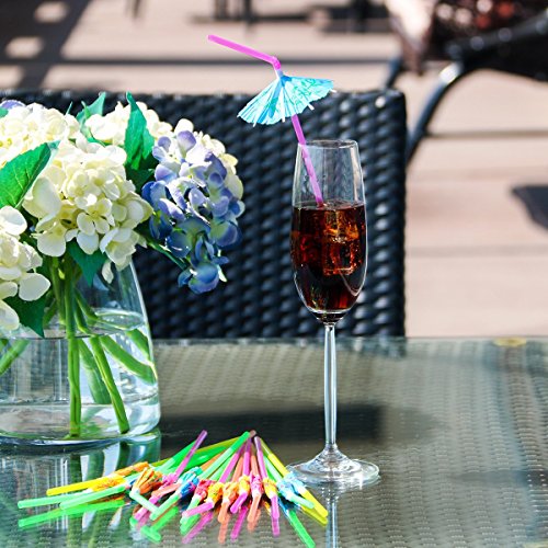 Umbrella Design Drinking Straws for Beach & Party - 50 Pack