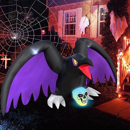 Inflatable Halloween Skeleton with RGB Lights - 6ft Yard Decor