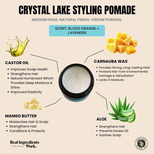 Shear Revival Crystal Lake Styling Cream Pomade - Medium Hold, Natural Finish for All Hair Types, 3.4oz