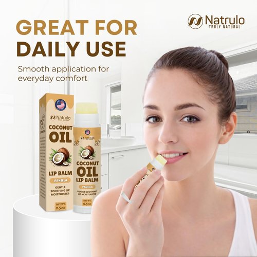 Coconut Lip Balm - Hydrating Natural Chapstick with Coconut Oil & Beeswax - Moisturizing Lip Care for All Ages