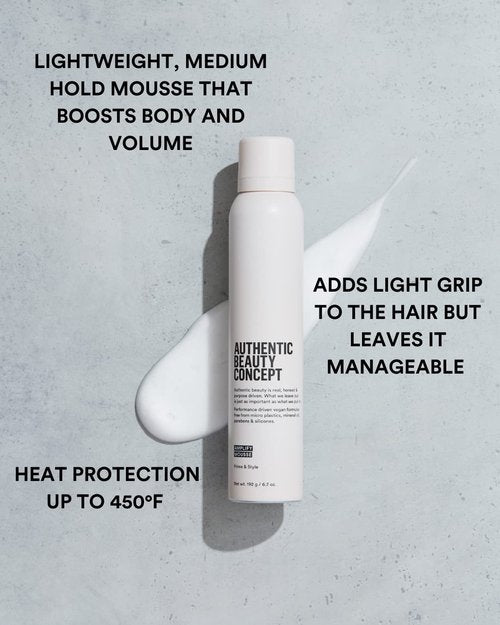 Authentic Beauty Concept Amplify Mousse - Volumizing Styling Mousse for All Hair Types | Lightweight Hold & Heat Protection | 6.7 oz