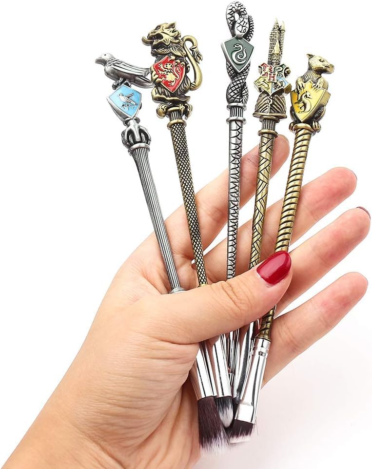 Bronze Wizard Wand Makeup Brush Set for Women - 5 Pcs Gift Set