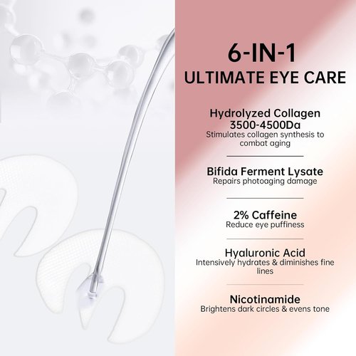 Novoy Bio-Collagen Eye Patches - 6-in-1 Retinol Overnight Treatment for Dark Circles & Puffiness | 15 Pairs, Rose