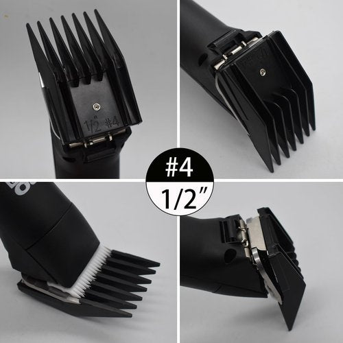 4 Pieces Professional A5-Style Animal Clipper Attachment Guard Guide Cutting Combs Set 76926-900, 1/8", 1/4", 3/8", 1/2", Compatible with Oster Classic 76 A5 Andis AG BG Wahl KM Pet Groomers (Black)