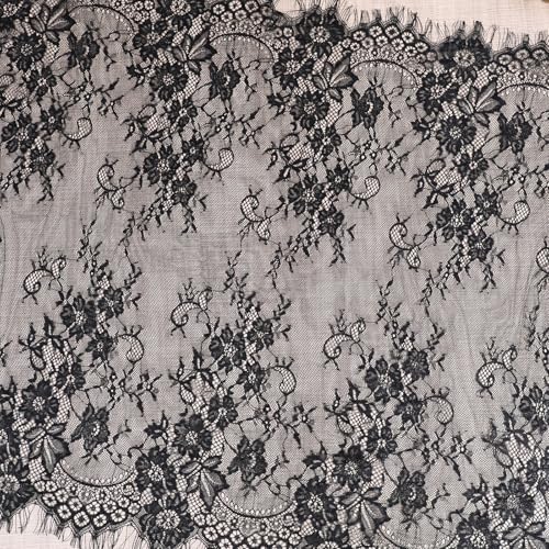 Black Lace Table Runner 30x120 Inch Long Tulle Fabric for Tables & Decor