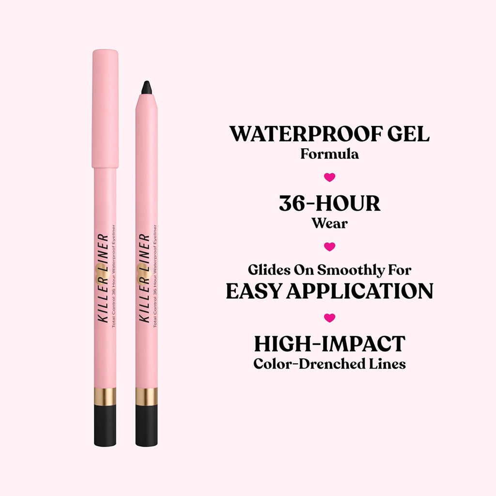Too Faced Killer Liner Gel Eyeliner Pencil - 36-Hour Waterproof, Long-Lasting, Non-Flaking | 0.04 Ounce