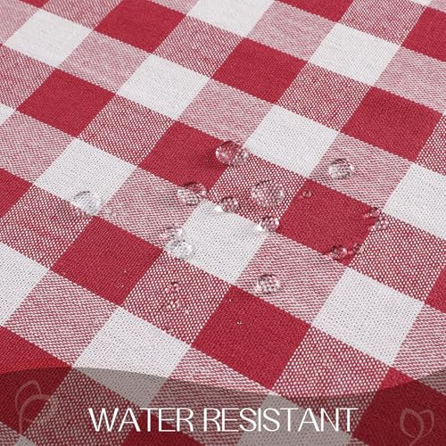 Red Gingham Tassel Tablecloth 55x102 Inch Rectangle Rustic Farmhouse Decor