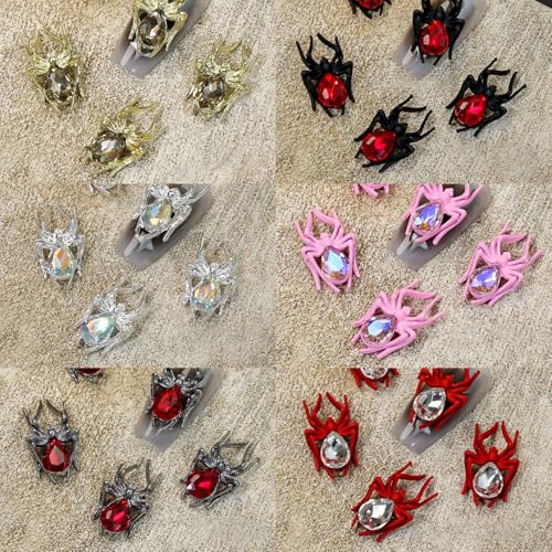 Halloween Nail Art Rhinestones 3D Spider Charms - Manicure Decorations Set