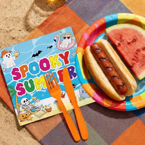 Summer Halloween Party Napkins - Ghost & Palm Tree Design, 50 Pcs
