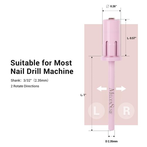 MelodySusie Crystal Top Mandrel Bit for Nails, 3/32'' Easy Off Nail Drill Bits for Sanding Bands, Suitable for Acrylic Nails Gel Manicures and Pedicures, Rose PinK