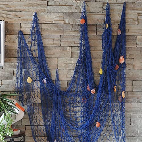 Skyblue Fish Net Decoration for Party Wall Decor 79x59in - Handmade Nautical Style