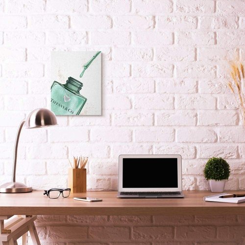 Stupell Industries Makeup Nail Polish Brush Cyan Drip Fashion Design Canvas Wall Art, Multi-Color