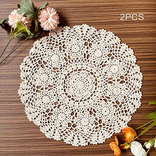 50cm Handmade Crochet Lace Doilies Set - Vintage Floral Round Tablecloths