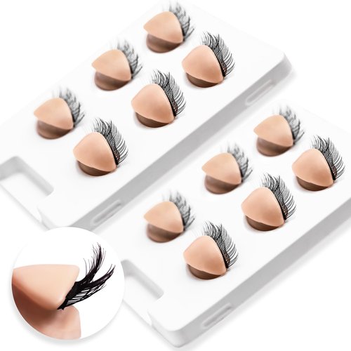 Miuffue 6 Pairs 2 Layers Eyelash Practice Eyelids for Mannequin Head, Silicone Rubber Removable Realistic Eyelash Extension Eyelids for Lash Training