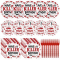 Halloween Killer Party Plates and Napkins Set - Spooky Blood-Stained Design - Variation of THIS listing