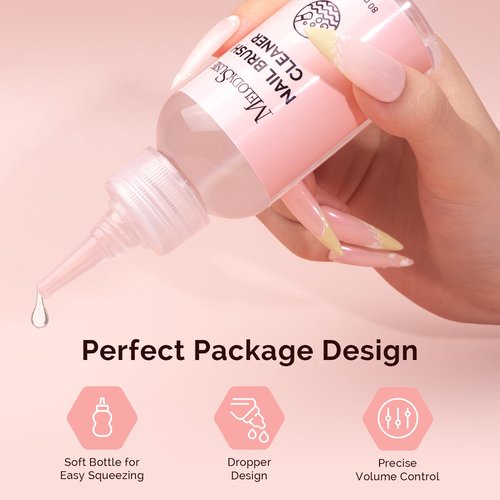 MelodySusie Nail Brush Cleaner, Acrylic Gel Nail Brushes Cleaning & Restoration Wax and Gel Removing Solution for Manicure Salon at Home 80ml/2.71fl.oz