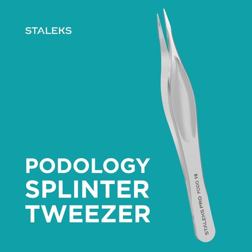 Staleks PODO 10 Podology Splinter Tweezers – Long Thin Working Part – Ideal for Ingrown Nail Removal, Calluses, and Foreign Body Extraction