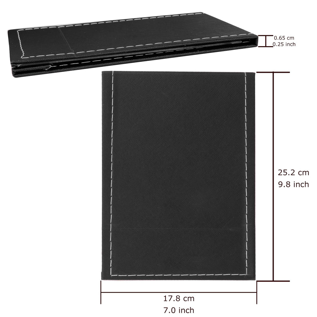 Yatnks 7x10 Inches Makeup Mirror, Portable PU Leather Folding Desktop Vanity Mirror with Adjustable Stand for Vanity Table, Office, Travel (L, Black)