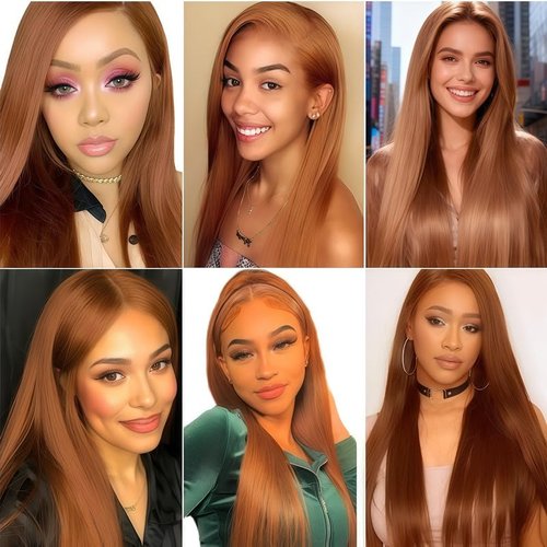 KODRHAR 12A Light Brown Straight Human Hair Bundles 22 24 26 Inch Double Weft Brazilian Straight Human Hair Extensions for Black Women 3 Bundles 30 Color