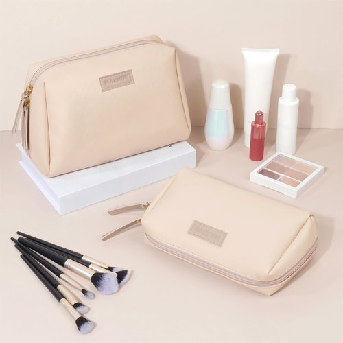 MAANGE Small Makeup Bag for Women Cosmetic Bag with Zipper Travel Makeup Bag of Soft PU Leather Cute Make Up Pouch