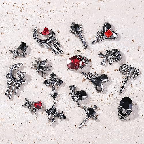 Halloween 3D Alloy Spider Skull Nail Charms Set - 32pcs Nail Art Decorations