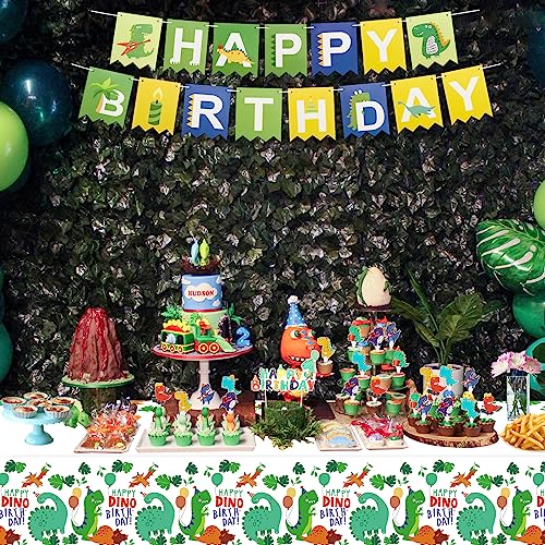 Dinosaur Tablecloth 4 Pack - 86 x 51 Inch Plastic Party Cover for Kids Birthday