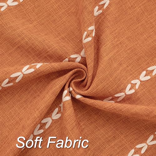 120x55 Inch Burnt Orange Linen Tablecloth with Tassel Edges for Dining & Holiday