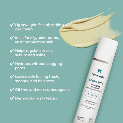 Sesderma SESBALANCE Gel Cream - Lightweight Hydrating Gel for Oily & Combination Skin | 1.7 fl. Oz