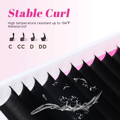 TDANCE Cashmere Easy Fan Lash Extensions Self Fanning Volume Lash Extension D Curl 0.07mm 14-19mm Matte Black Mega Volume Eyelash Extensions(0.07-D,14-19mm)