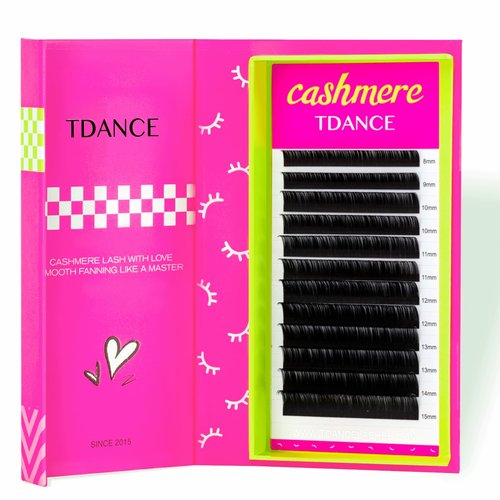 TDANCE Cashmere Lash Extensions 0.03mm CC Curl 8-15mm Super Matte Black Volume Lash Extensions Eyelash Extensions Professional Salon Use(0.03-CC,8-15mm)