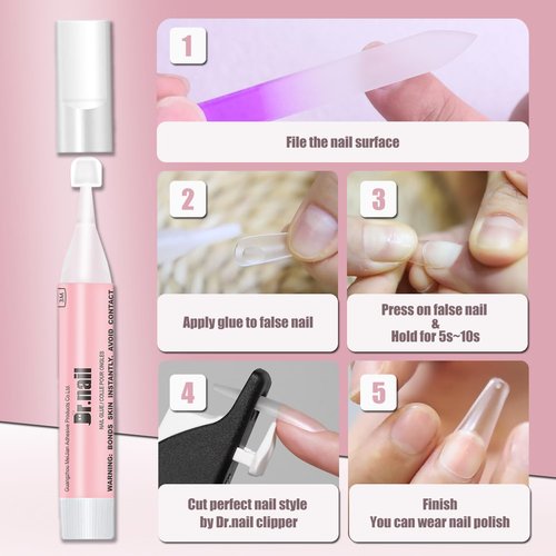 Dr.nail Super Strong Nail Glue for Acrylic Nails, 20Pcs Nail Glues for Press On Nails Tips with 3Pcs Glue Removers, Quick Drying Long Lasting, No UV Light Needed