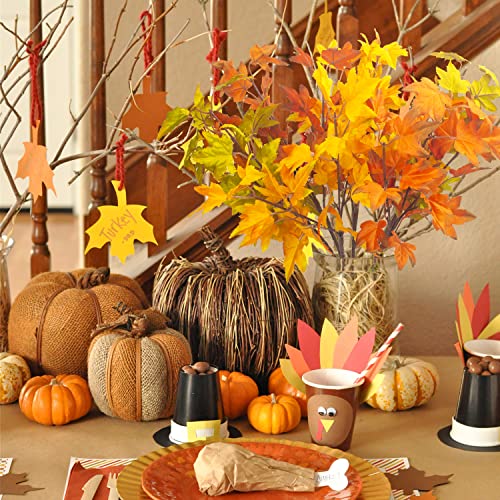 Artificial Maple Leaves Branches 6-Pack Fall Decor Mix for Thanksgiving & Halloween