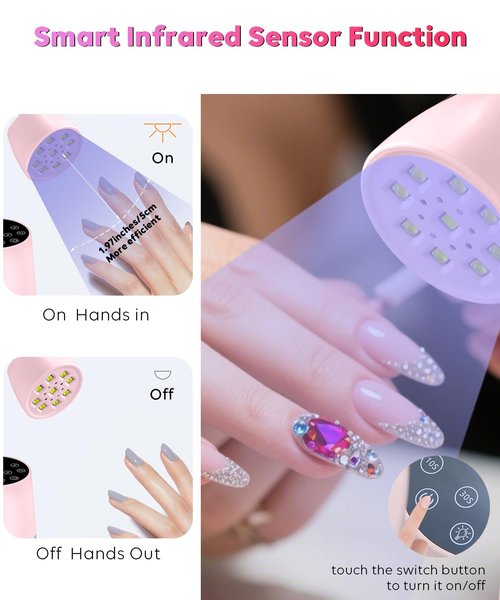 DAQVQ UV Nail Lamp, UV Light for Gel Nails Polish, Rechargeable 2 in 1 Mini Nail Light and LED Desk Lamp with 4 Timers, Auto Sensor & Fast Curing, Gooseneck Nail Light for Home DIY Salon Use