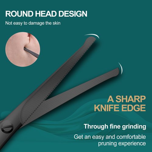 Lobodt 4.7-inch small nose hair scissors (black), round-headed scissors, for trimming facial hair, beards, ear hair, eyebrows, bathroom, Moustache Trimming，personal care and beauty