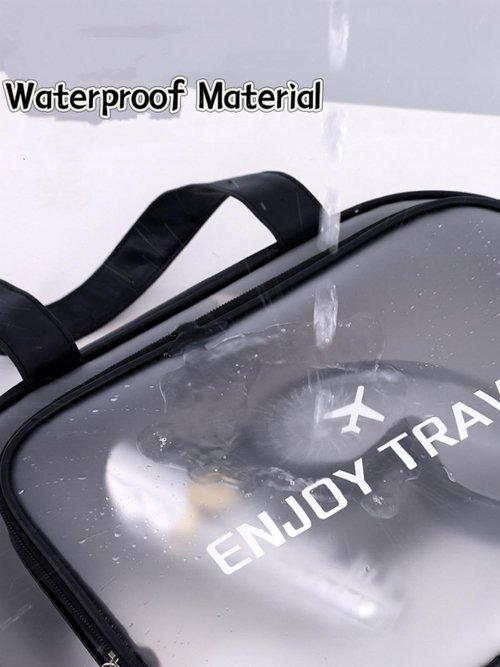 LENHAAYU Waterproof Travel Toiletry Bag with Shoe Compartment – Large Capacity Clear PVC Tote Bag, Makeup Cosmetic Organizer Bag for Travel Toiletries Accessories Black