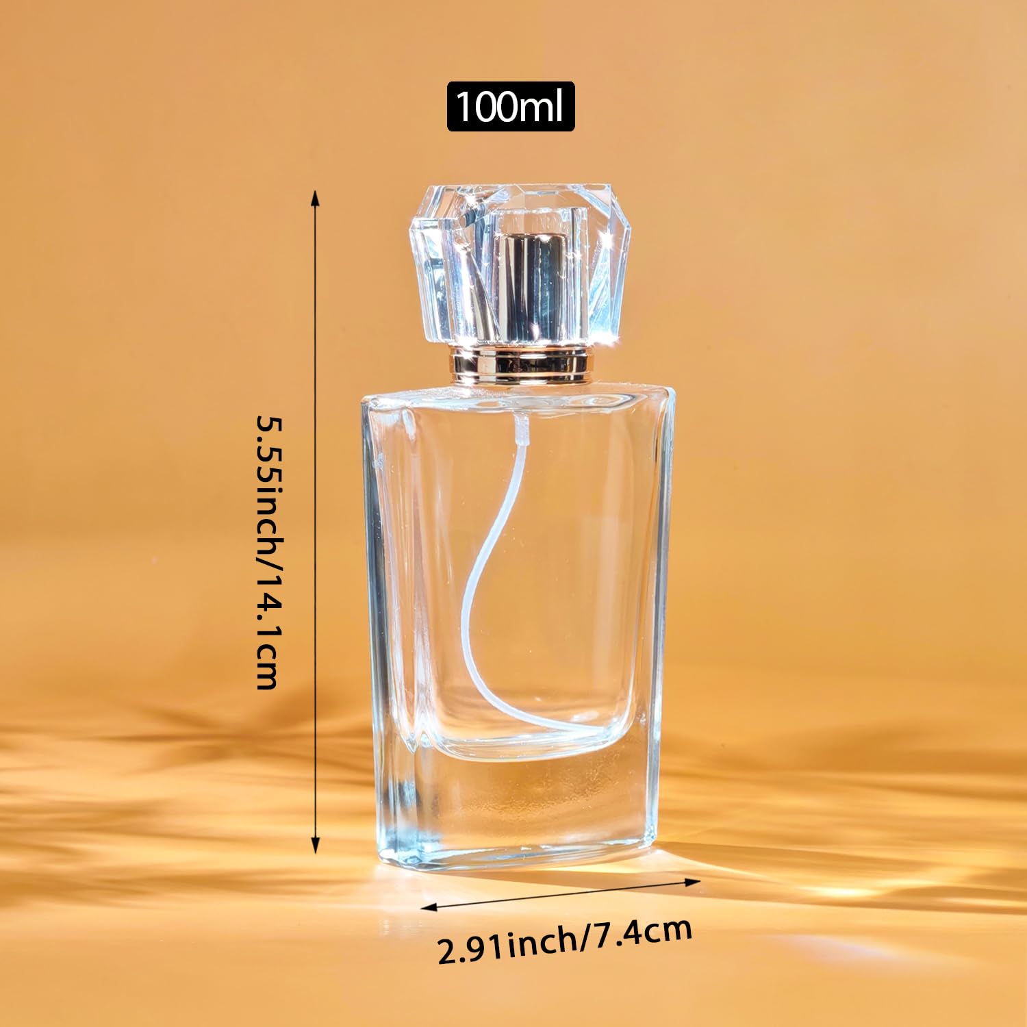 Yerpkefey 100ml/3.4 Oz Glass Spray Bottle Perfume Atomizer,Perfume Travel Refillable Spray Bottle Empty with 3 Kinds of Dispenser (100ml)